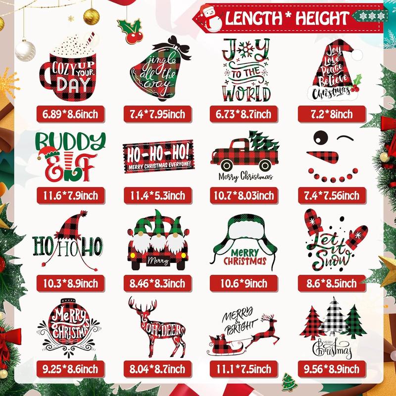 HISPANIC CHRISTMAS TRANSFER 16 Sheets Christmas Heat Transfer Vinyl HTV Iron on Vinyl Vinyl Crafts Shirt Decals Iron on Decals Colorful Vinyl Sheet for DIY Crafts Supplies (Deer Style)