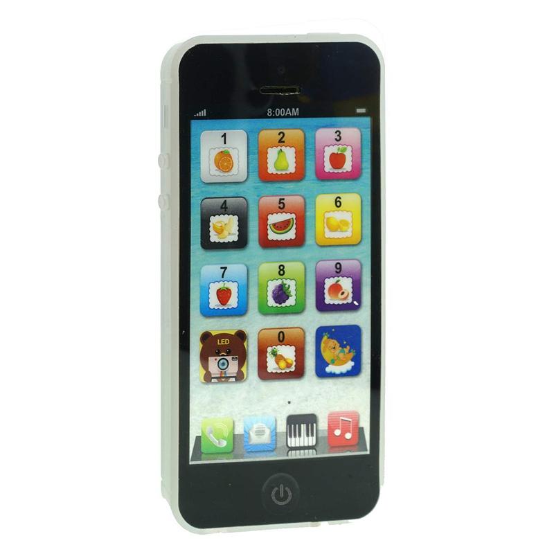 Learning Smart Phone Toy Black Music Lullaby Song Touch Screen USB Recharable Cell Phone Mobile Yphone for Toddler Baby