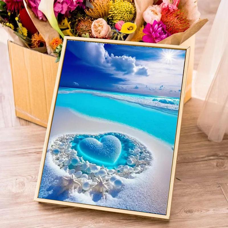 Seaside Sky Pattern DIY Diamond Arts Painting Kit without Frame, 5D Diamond Decorative Art Painting Kit, DIY Wall Art Decorative for Home Room