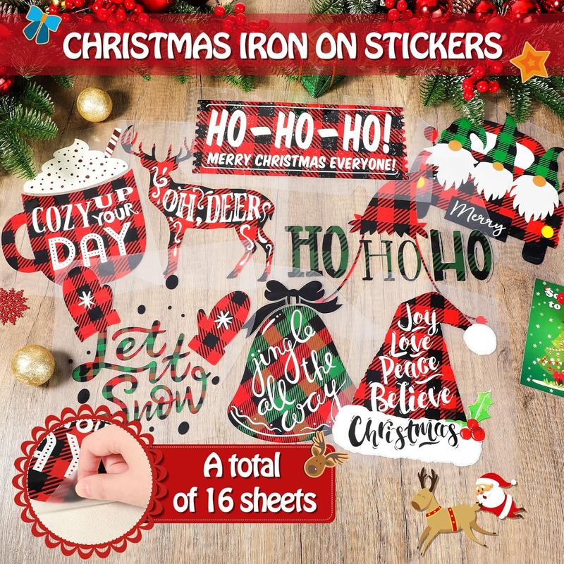 HISPANIC CHRISTMAS TRANSFER 16 Sheets Christmas Heat Transfer Vinyl HTV Iron on Vinyl Vinyl Crafts Shirt Decals Iron on Decals Colorful Vinyl Sheet for DIY Crafts Supplies (Deer Style)