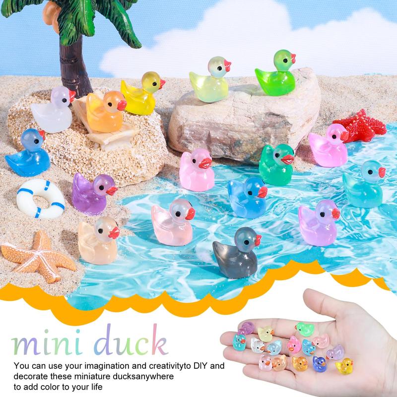 240 Pcs Luminous Mini Resin Ducks Bulk 16 Colors Tiny Duck Glow in The Dark for Garden Micro Landscape Dollhouse Aquarium Potted Ornament Charms Birthday Party DIY Toys Craft Accessories