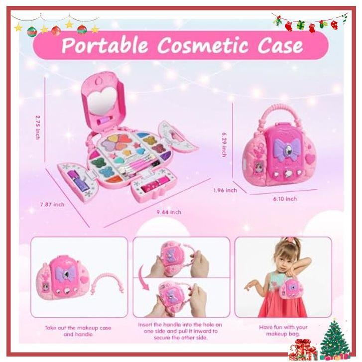 Topsolid Kids Makeup Kit for Girl, Real Washable Makeup for Kids with Mirror, Kids Makeup Sets for Girls 5-8, Princess Toys Cosmetic Set, Christmas & Birthday Gifts Toys for 3 4 5 6 7 8 Year Old Girls