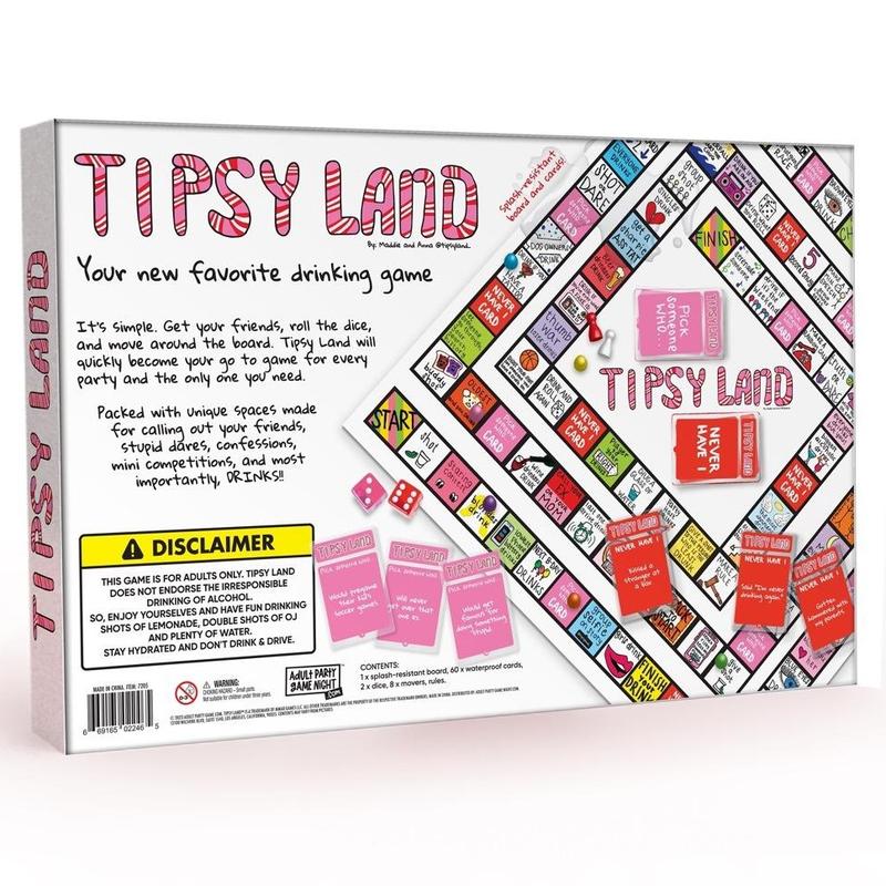 Tipsy Land Party Board Game - Fun Adult Drinking Game – Perfect for Girl's Night, Bachelorette Party - Created by Two Women from Texas