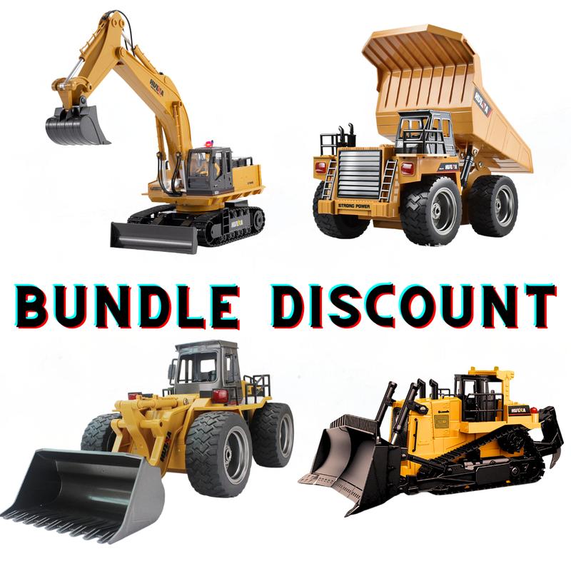 Large RC Construction Vehicles (Excavator, Bulldozer, Loader, dump truck). Educational toys for boys and girls. Realistic Design. STEM TOYS.