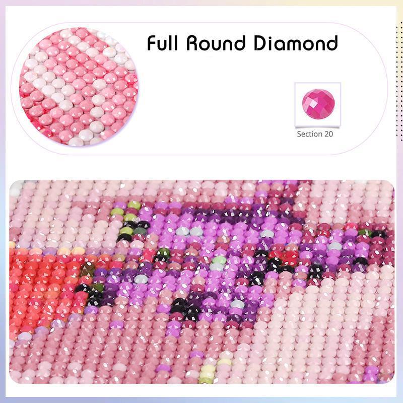 Cartoon DIY Diamond Arts Colorful Painting Kit without Frame, Tool Kits Full Round Diamond Arts Painting Colorful Cartoon Bedroom Decor Gift