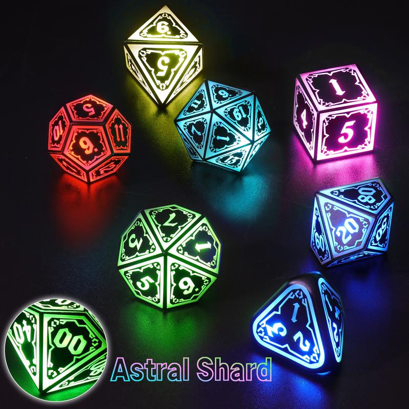 Wireless Light Up Dice Set D&D RGB Cool LED DND Dice with Charging Box Rechargeable 7 Color Polyhedral Role Playing Dice for DND Gifts RPG