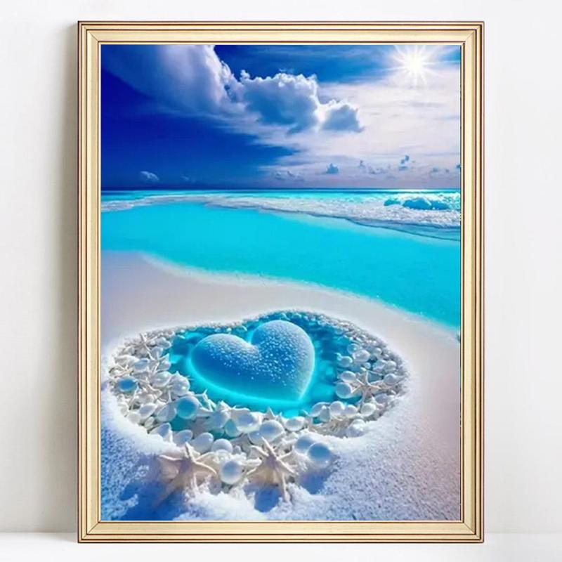 Seaside Sky Pattern DIY Diamond Arts Painting Kit without Frame, 5D Diamond Decorative Art Painting Kit, DIY Wall Art Decorative for Home Room