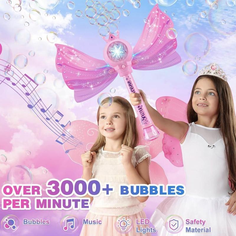 Fairy Bubble Stick with LED Lights & Music Mode, Bubble Blower Outdoor Toy, Creative Birthday and Holiday Gift Options