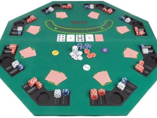 Poker Deluxe Poker & Blackjack Table Top w Case Green