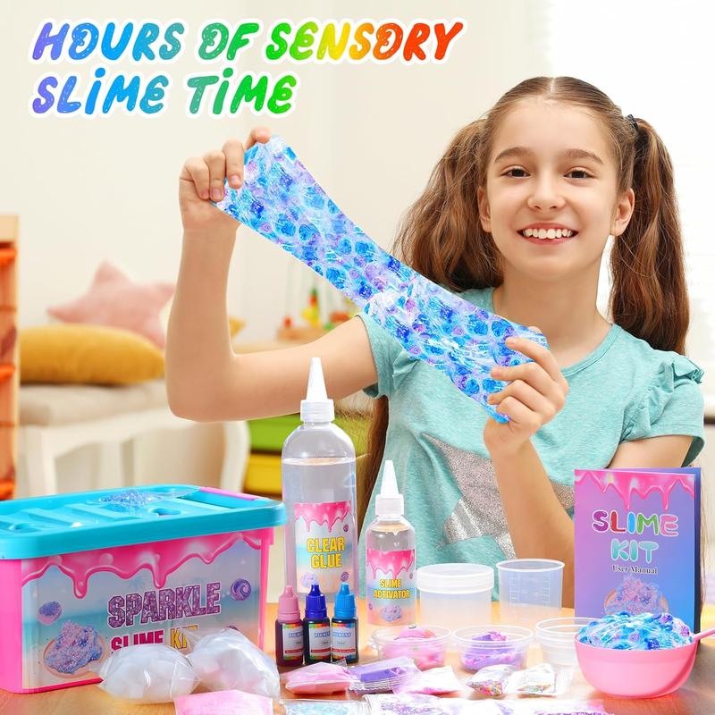 Christmas gift for kids Slime Kit Confetti Slime, Glimmer Crunchy Slime, Foam Slime, Jelly Cubes Slime, Stress Relief Toys