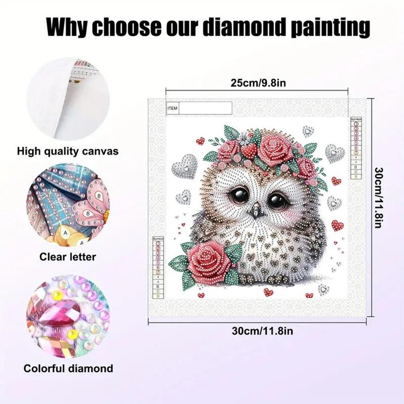 Owl Pattern Diamond Arts Colorful Painting Kit without Frame, 5D Animals Diamond Arts Crafts, DIY Home Wall Decorations