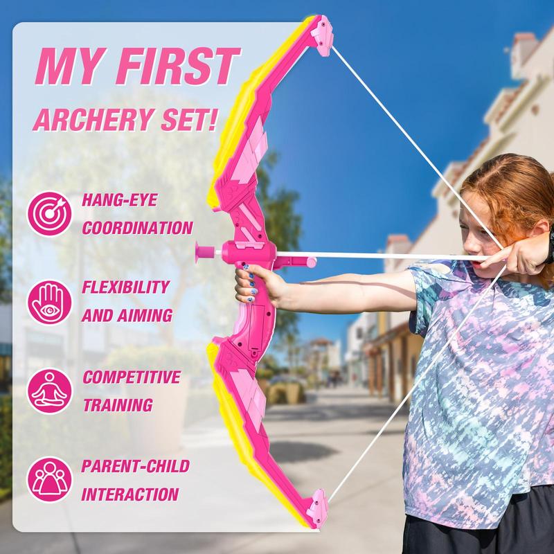 Bow & Arrow Toy Set with Light, 1 Set Creative Shooting Toy with Suction Cup Arrows & Targets & Quiver, Indoor Outdoor Sports Toys