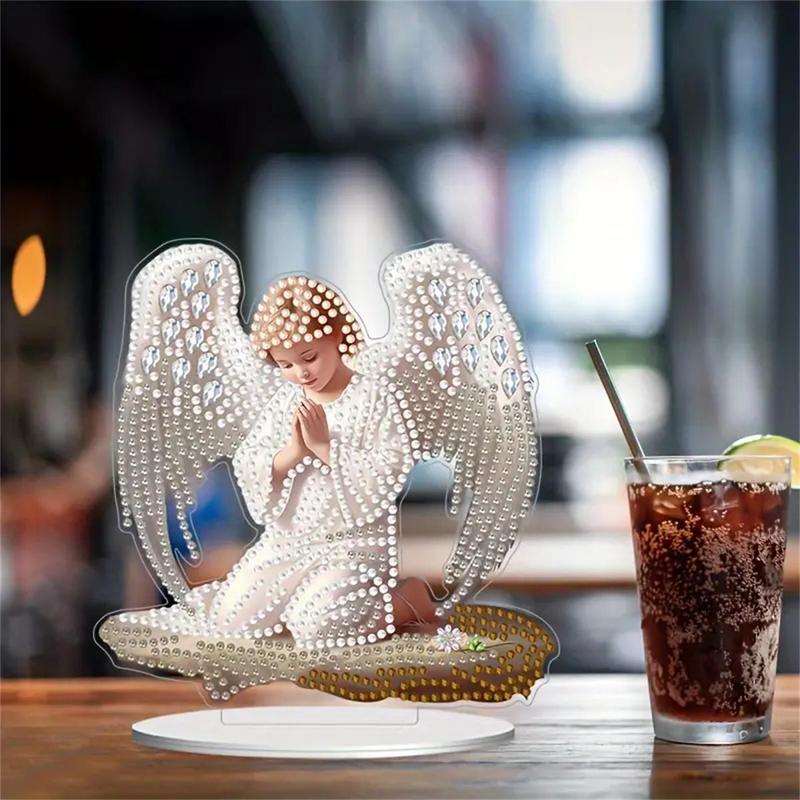 Angel Design 5D Diamond Arts Colorful Painting Table Ornament, 1 Count DIY Diamond Arts Colorful Painting By Digital Kit, DIY Decorative Art Craft for Home Decor