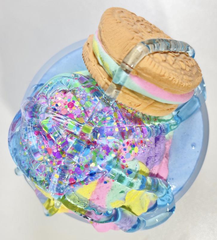 Serendipity DIY Slime with Lemon Poundcake and Banana Nut Bread Scent, Toy with Pastel Swirled Clay Ice Cream and Blue Drizzle Container