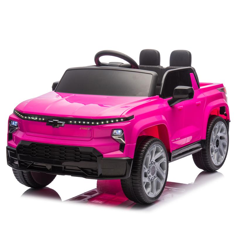 Pink Blue Black Red 24V Kids Ride on Car W Parents Control,Licensed Silverado,Four-wheel suspension,LED Lights,Bluetooth,music,USB,MP3,Power display,speeds 2.49-3.73MPH For kids aged 2-5,Christmas Gift