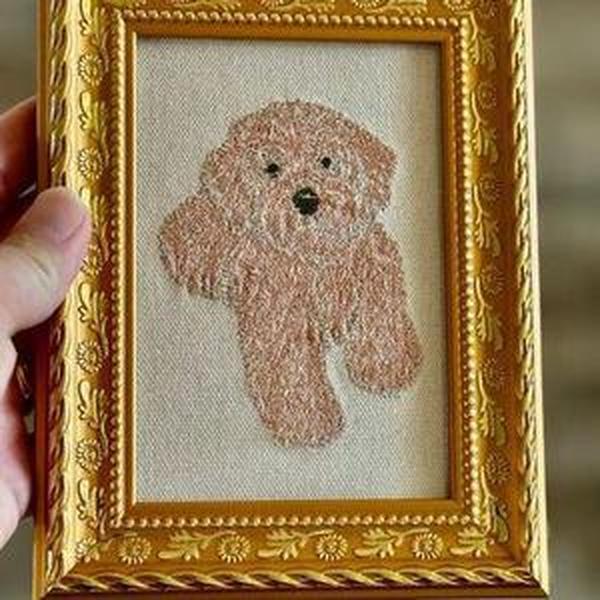 Poodle Doodle Apricot Machine Embroidered and Framed!  Other Designs Available!