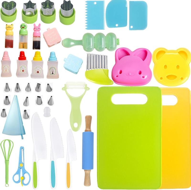 CHRISTMAS GIFT Kids Knife Set for Real Cooking, 25PCS Montessori Kitchen Tools for Toddlers Safe Cutting Board and Knife Set