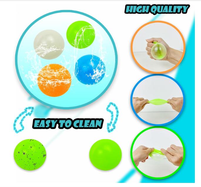 Glow-in-the-dark sticky ceiling balls, stress relief for all ages. 4-pack lumi balls, perfect for stocking stuffers