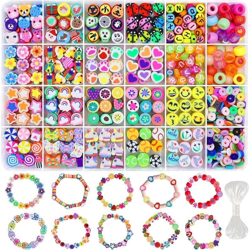 660PCS Polymer Clay Beads Kit for Jewelry Making – 24 Cute Styles for Bracelets, Necklaces, Earrings, DIY Accessories for Kids & Girls (Ages 6-13)