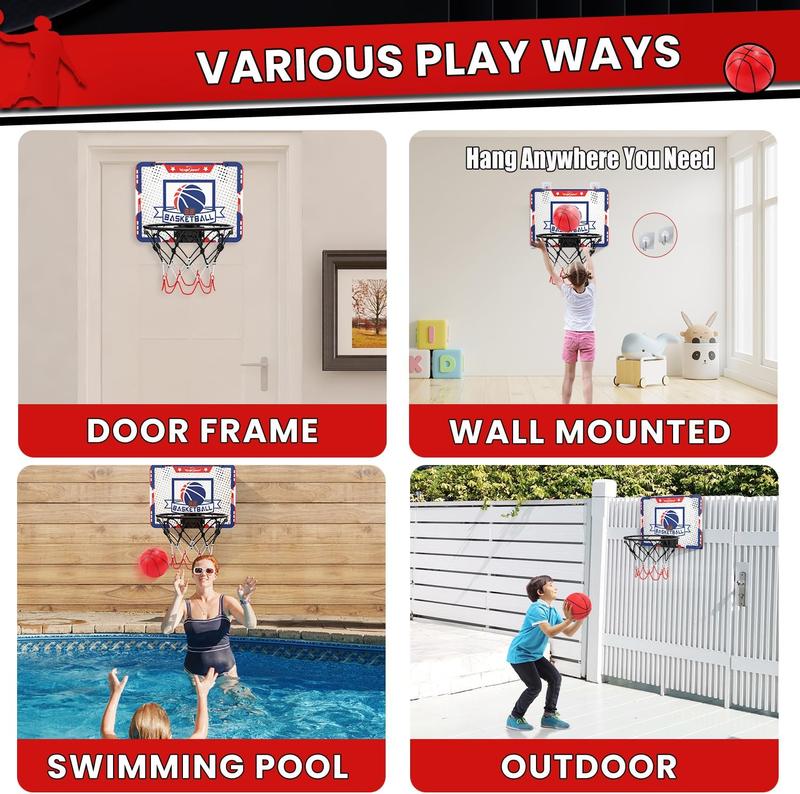 Basketball Hoop Indoor, 4 Balls Basketball with Electronic Scoreboard Suction Cup, Door Room Wall Mounted Mini Basketball Hoop Goal Toy Gift.