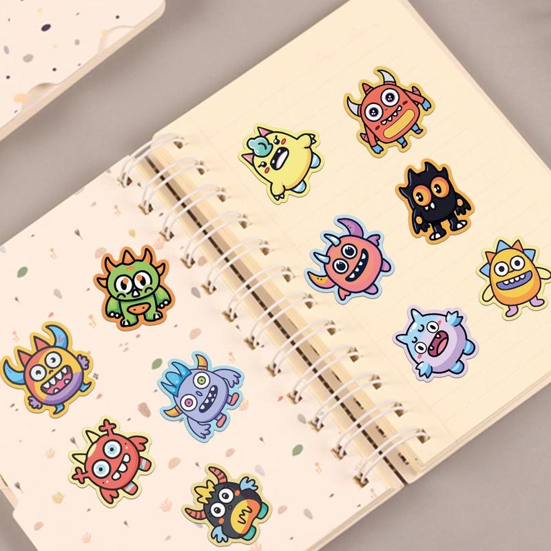 Cute Monster Pattern Sticker (50pcs), Cartoon Decorative Sticker, DIY Decals for Water Bottle, Laptop, Phone Case, Scrapbooking, Journal Making