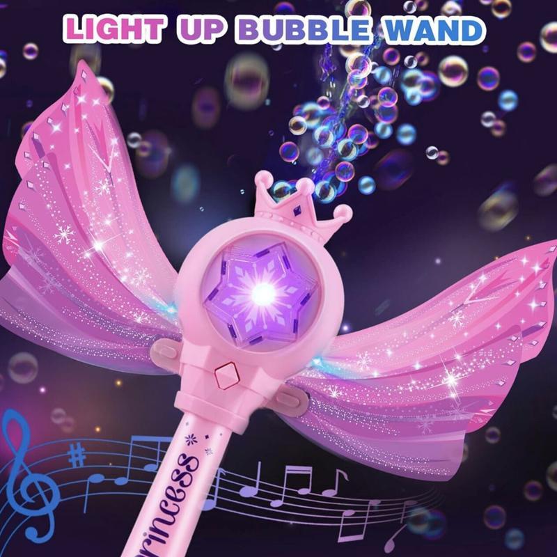 Fairy Bubble Stick with LED Lights & Music Mode, Bubble Blower Outdoor Toy, Creative Birthday and Holiday Gift Options