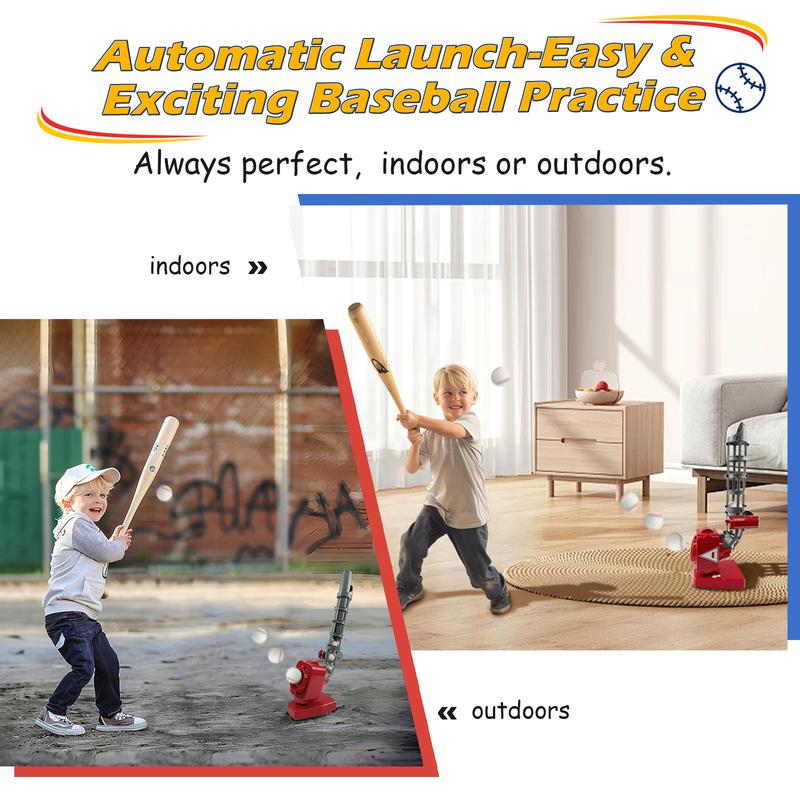 Auto Baseball Pitching Machine, Outdoor Sports Toys for Kids Ages 5, 6, 7, 8, 9, 10, 11, 12, Adjustable Angles Electronic Baseball Training Equipment & Batting Practice Toys for Youth