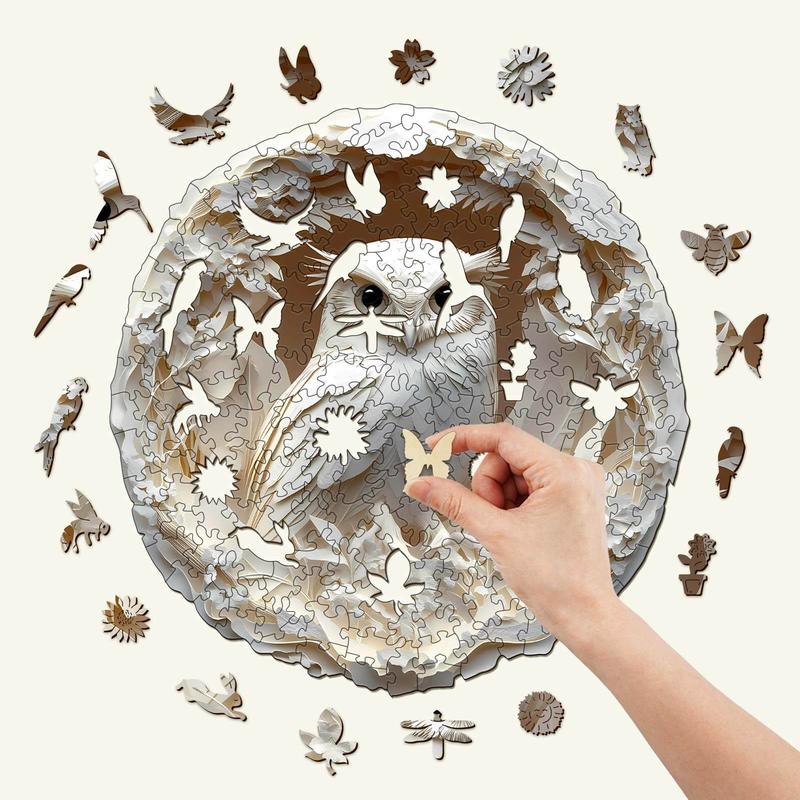 3D Paper Carved Owl Wooden Jigsaw Puzzle 3d  wooden