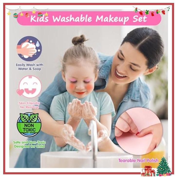 Topsolid Kids Makeup Kit for Girl, Real Washable Makeup for Kids with Mirror, Kids Makeup Sets for Girls 5-8, Princess Toys Cosmetic Set, Christmas & Birthday Gifts Toys for 3 4 5 6 7 8 Year Old Girls