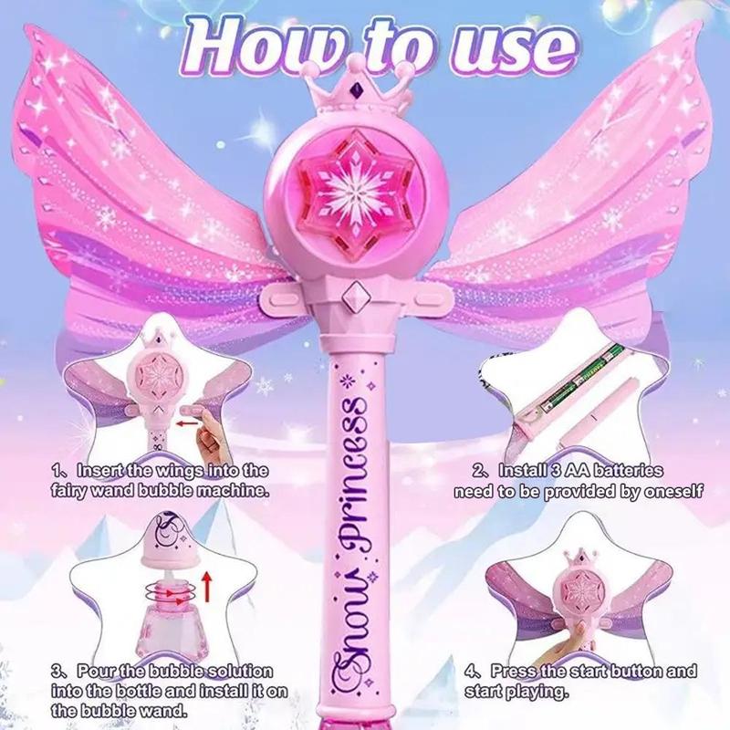 Fairy Bubble Stick with LED Lights & Music Mode, Bubble Blower Outdoor Toy, Creative Birthday and Holiday Gift Options