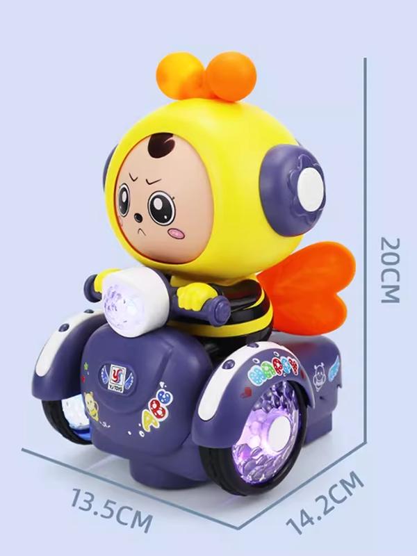 Children's cartoon battery face-changing bee music lights dancing multiple expressions motorcycle boys and girls moving toys with lights and music