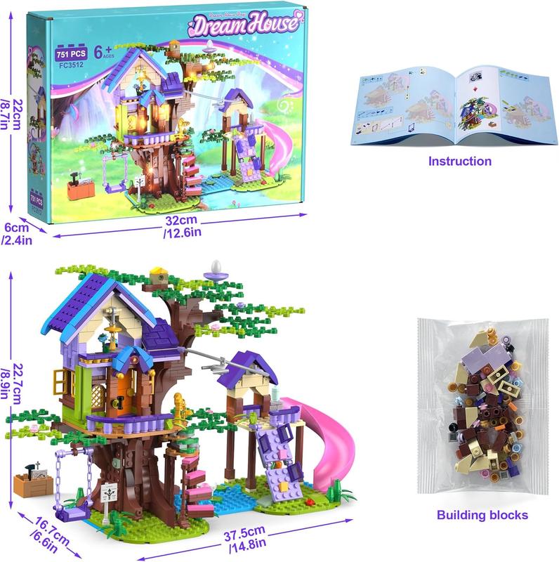 Treehouse Building Set for Kids - 751 count STEM Friendship Tree House Building Kit - Creative Forest Toy Gift for Birthday Christmas Girls Boys 6 7 8 9 10 11 12