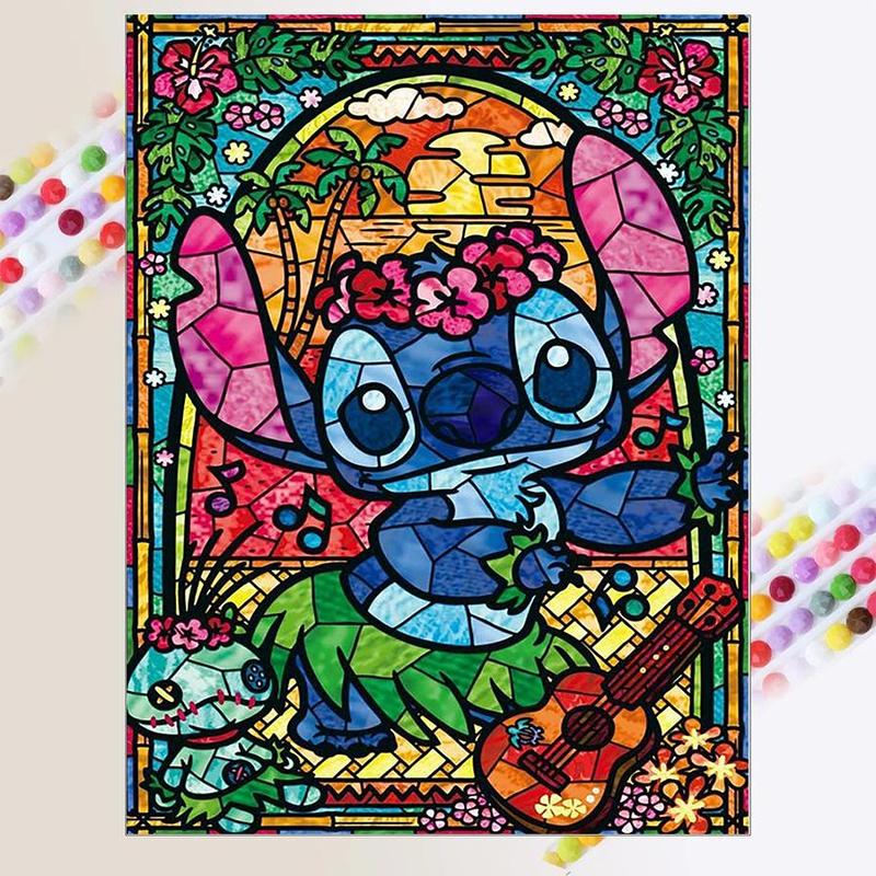 Cartoon Stitch Pattern DIY Diamond Arts Colorful Painting Kit without Frame, DIY 5D Diamond Arts Colorful Painting for Bedroom Home Wall Decor