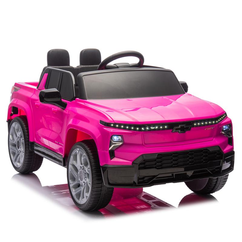 Pink Blue Black Red 24V Kids Ride on Car W Parents Control,Licensed Silverado,Four-wheel suspension,LED Lights,Bluetooth,music,USB,MP3,Power display,speeds 2.49-3.73MPH For kids aged 2-5,Christmas Gift