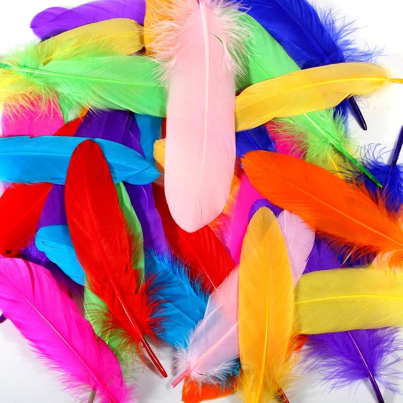 120pcs Mix Colur Goose Feathers Natural bulk 6-8 inch 15-20cm for Crafts DIY Cosplay Wedding Party Halloween Decoration Goose Nagoire Feathers