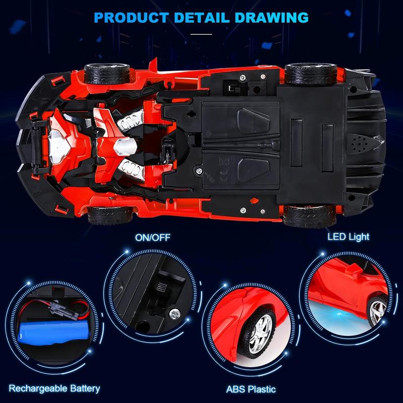 RC Cars for Boys Age 4-7,Remote Control Transformation Car Robot Toys for Child Electric Deformation Car Vehicle Toys for Kid 8-15 Ages Transforming Toy Deformed Cars Best Birthday Toy Red