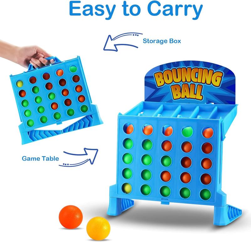 Bounce Balls Shots Game, Connect Four Jumping Ball Game, 4 In a Row Ball Bounce Game, Bounce Ball Game Family Party Games, Funny Ball Tabletop Game Toys for Adults and Kids-Fun Gift for Kids,Connect 4 Shots Game family travel outdoor