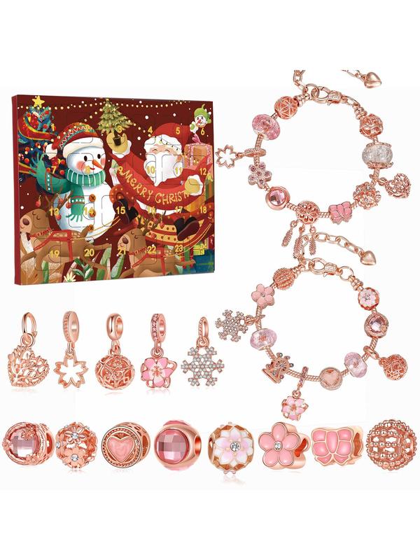 Christmas Themed Diy Jewelry Making Kit, Flowers & Rhinestones & Heart Charm for Bracelet & Earrings Making, Diy Jewelry Making Kit for Women & Girls