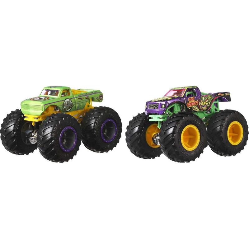 Hot Wheels Monster Trucks Toy Trucks 2-Pack, Demolition Doubles Set of 2 Vehicles in 1:64 Scale, for Kids & Collectors (Styles May Vary)