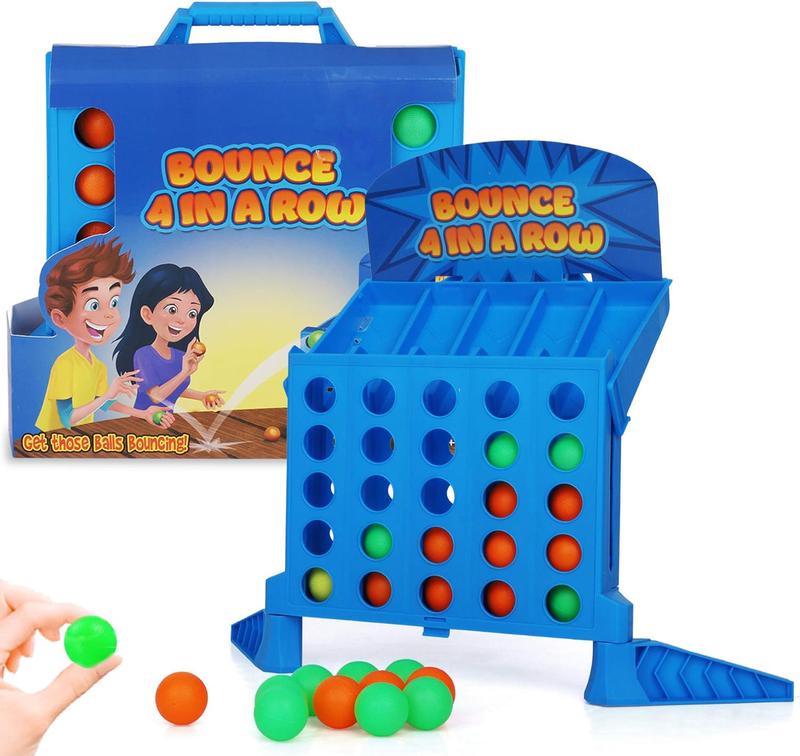 Bounce Balls Shots Game, Connect Four Jumping Ball Game, 4 In a Row Ball Bounce Game, Bounce Ball Game Family Party Games, Funny Ball Tabletop Game Toys for Adults and Kids-Fun Gift for Kids,Connect 4 Shots Game family travel outdoor