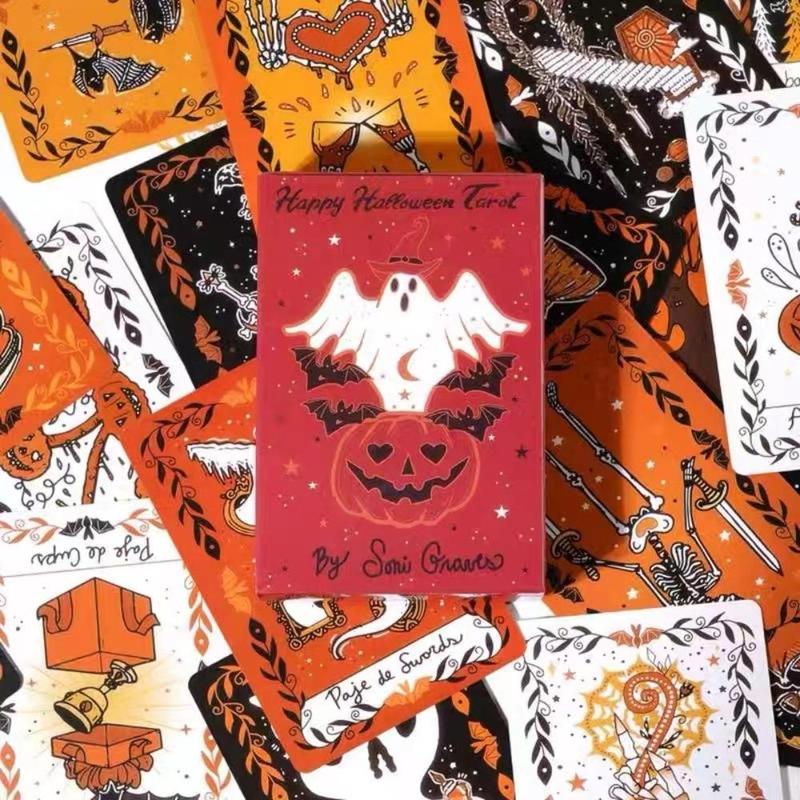 Halloween Themed Tarot Card Game, 1 Box Creative Party Game Card, Party Prop for Halloween Party Graduation Ceremony, Boyfriend Gifts, Gifts for Girlfriend