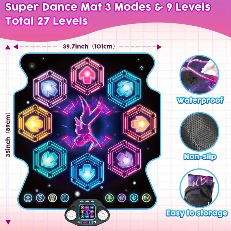 VATOS Dance Mat Toys for Kids - Electronic Dance Pad Music Toy with 8 LED Keys for Kids Ages 4-8, Sensory Outdoor Games Party Favors, Cool Birthday Gifts for 3-12+ Year Old Girls Boys Teens