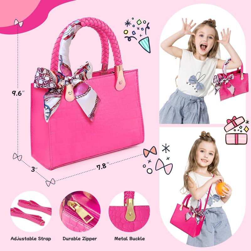 Christmas gift Little Girl Purse with Pretend Makeup for Toddlers, Kids Play Purse Set - Includes Handbag, Pretend Play Headset, Wallet, Phones, Sunglasses, Keys, Credit Cards, Birthday Gift for Girls Age 3+