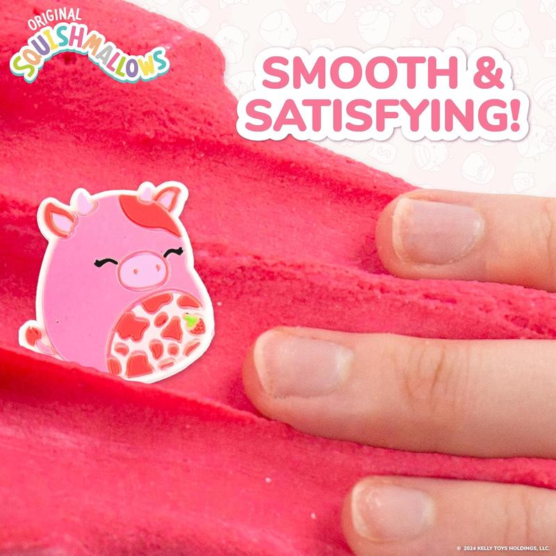 SQUISHMALLOWS Original Calynda The Cow Premium Scented Slime, 8 oz. Smooth Slime, Strawberry Scented, 3 Fun Slime Add Ins, Pre-Made Slime for Kids, Great 6 Year Old Toys, Super Soft Sludge Toy