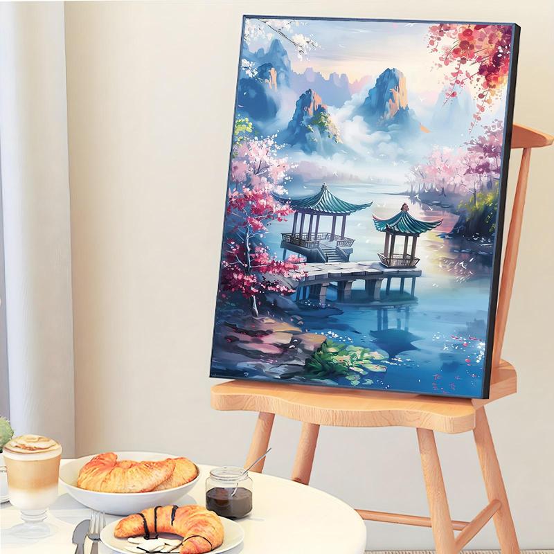 Landscape Pattern DIY Painting By Numbers Kit without Frame, 1 Set DIY Paint By Numbers Kit, DIY Wall Art Painting for Home Bedroom Living Room Decor