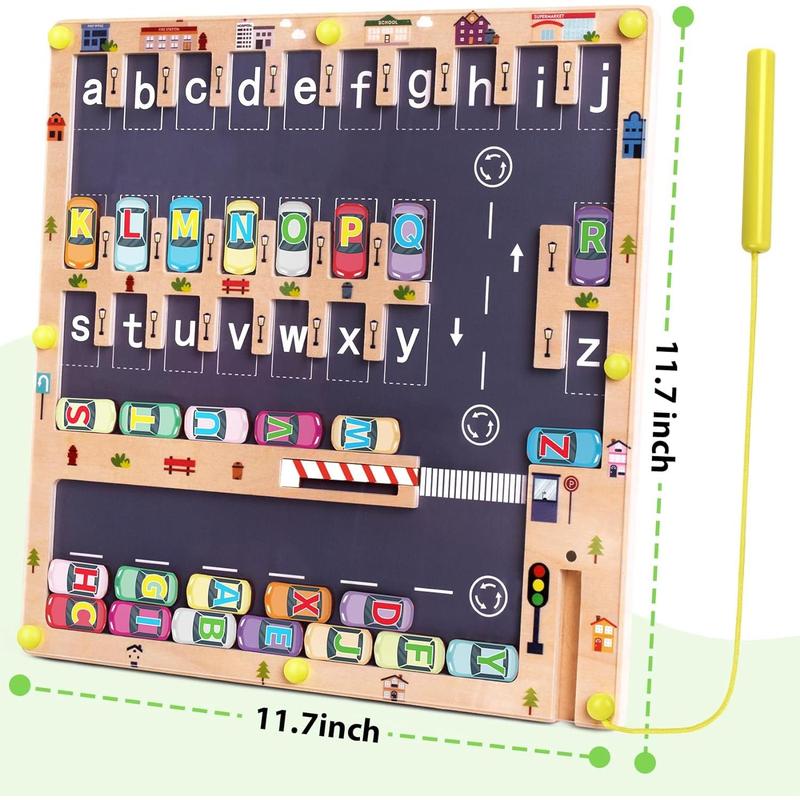 Wooden Magnetic Alphabet Maze Letter Puzzle, Montessori Fine Motor Skills Toys for Boys Girls 3 4 5 Years Old, ABC Learning Toys for Kids Age 3+, Christmas, Birthday Present