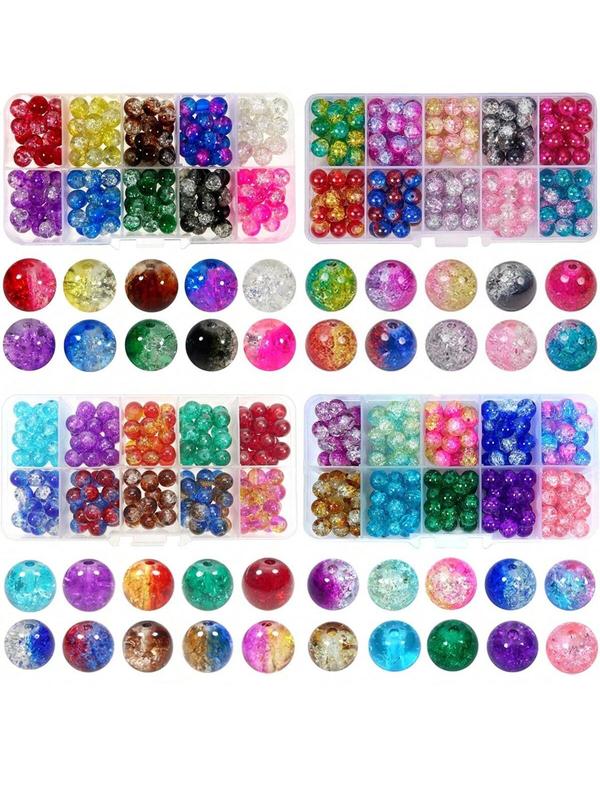 8mm Crack Glass Beads, Mixed Color Beads for Jewelry Making, Jewelry Making Supplies for Girls Gift