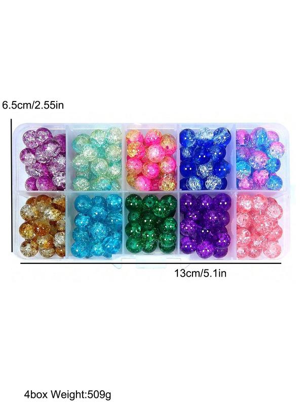 8mm Crack Glass Beads, Mixed Color Beads for Jewelry Making, Jewelry Making Supplies for Girls Gift