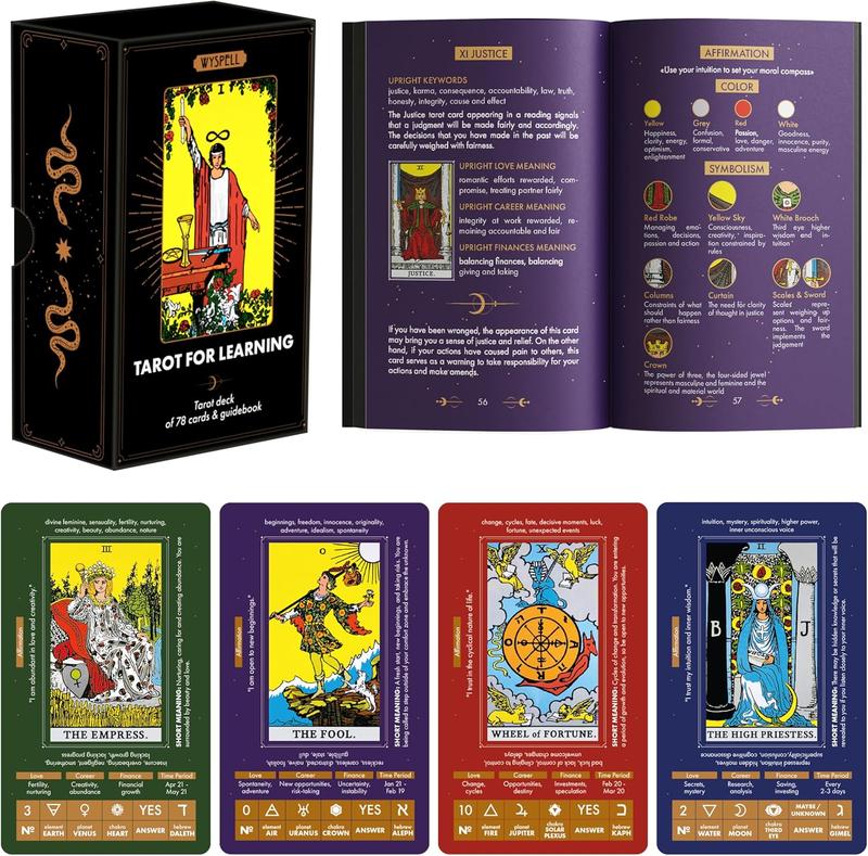 Tarot for Learning - Tarot Cards with Meanings on Them - Beginner Tarot Deck with Meanings on Them - Tarot Cards for Beginners with Guide Book