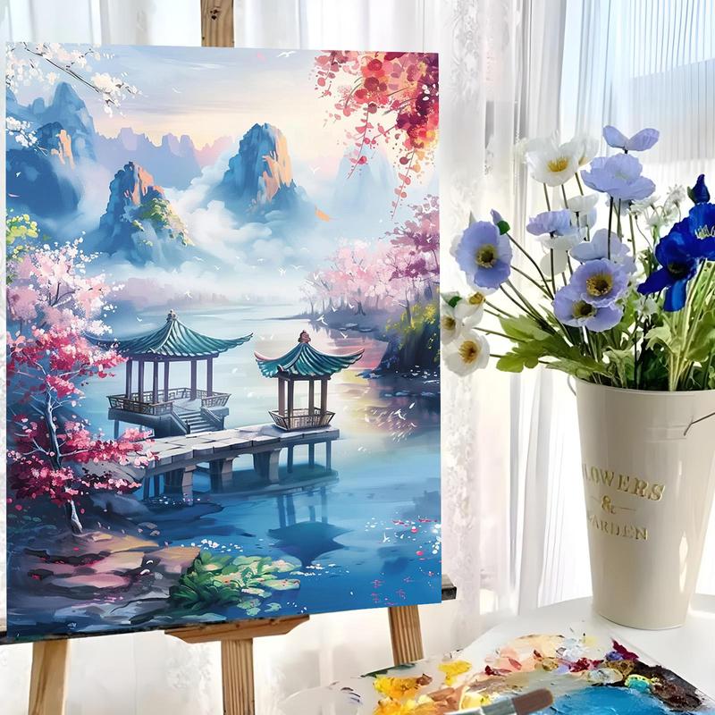 Landscape Pattern DIY Painting By Numbers Kit without Frame, 1 Set DIY Paint By Numbers Kit, DIY Wall Art Painting for Home Bedroom Living Room Decor